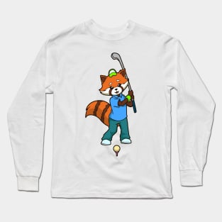 Cartoon red panda plays golf - golfer Long Sleeve T-Shirt